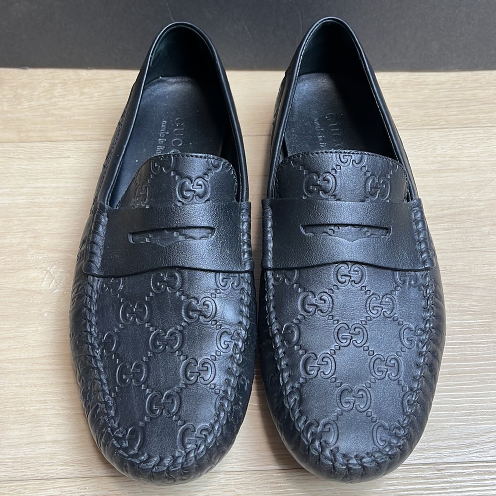 GUCCI Signature Driver Loafers-Guccissima leather, black SIZE 7 1/2 US - Picture 4 of 12
